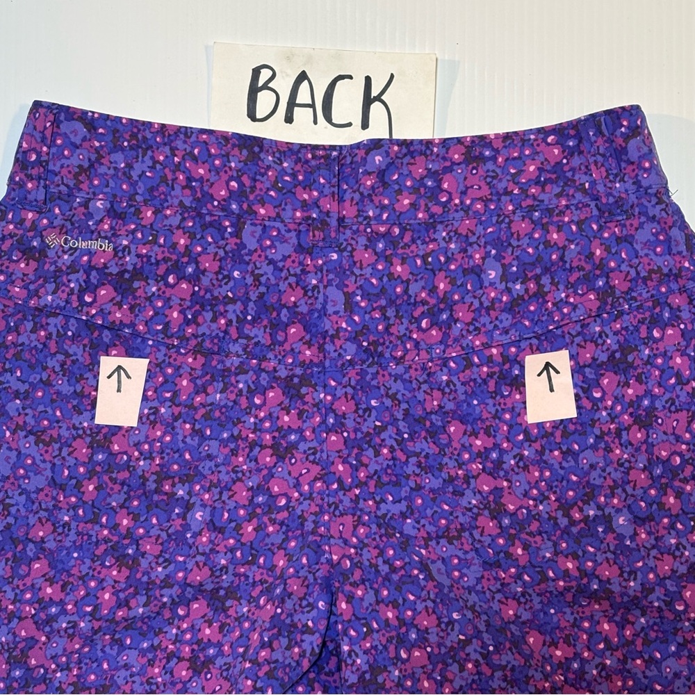Columbia Arrowhead Floral Print Shorts Purple Blue 2 - Picture 6 of 8